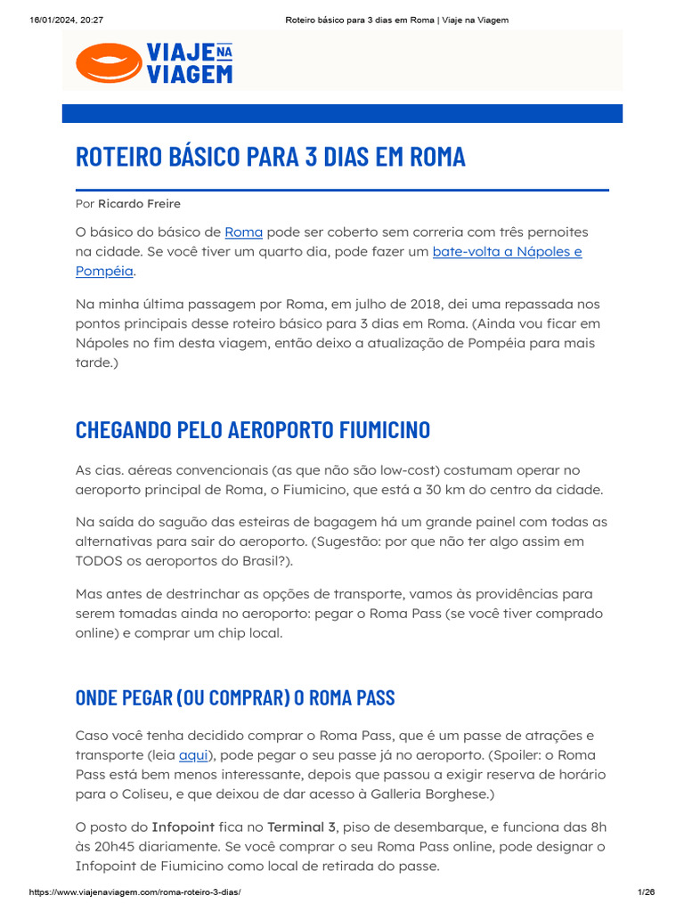 roteiro roma 3 dias vaticano e coliseu