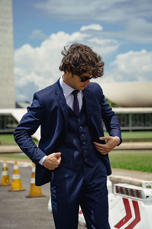 Smoking azul royal gabardine