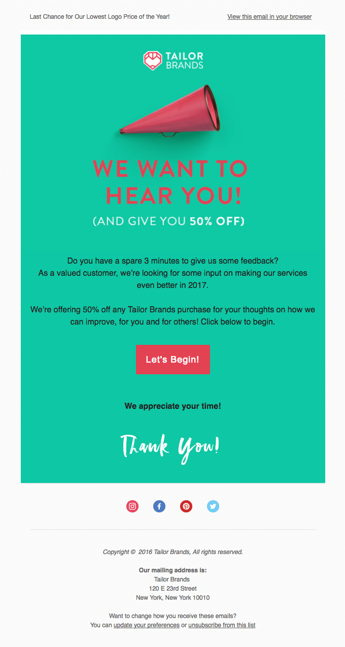 template marketing email