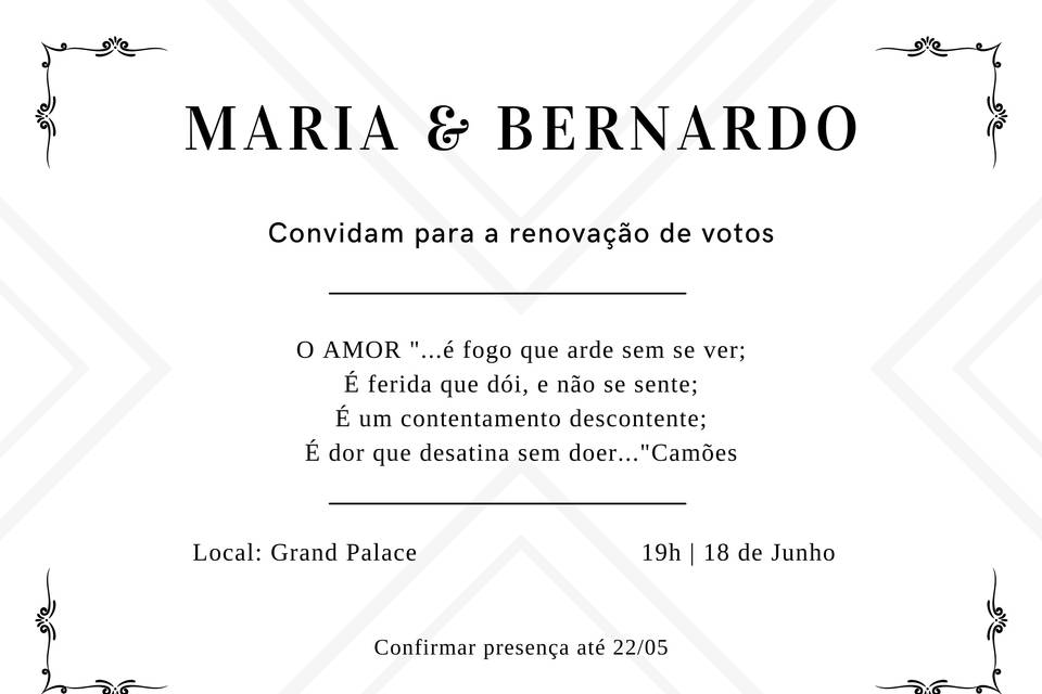 textos curtos para convite de renovação de votos