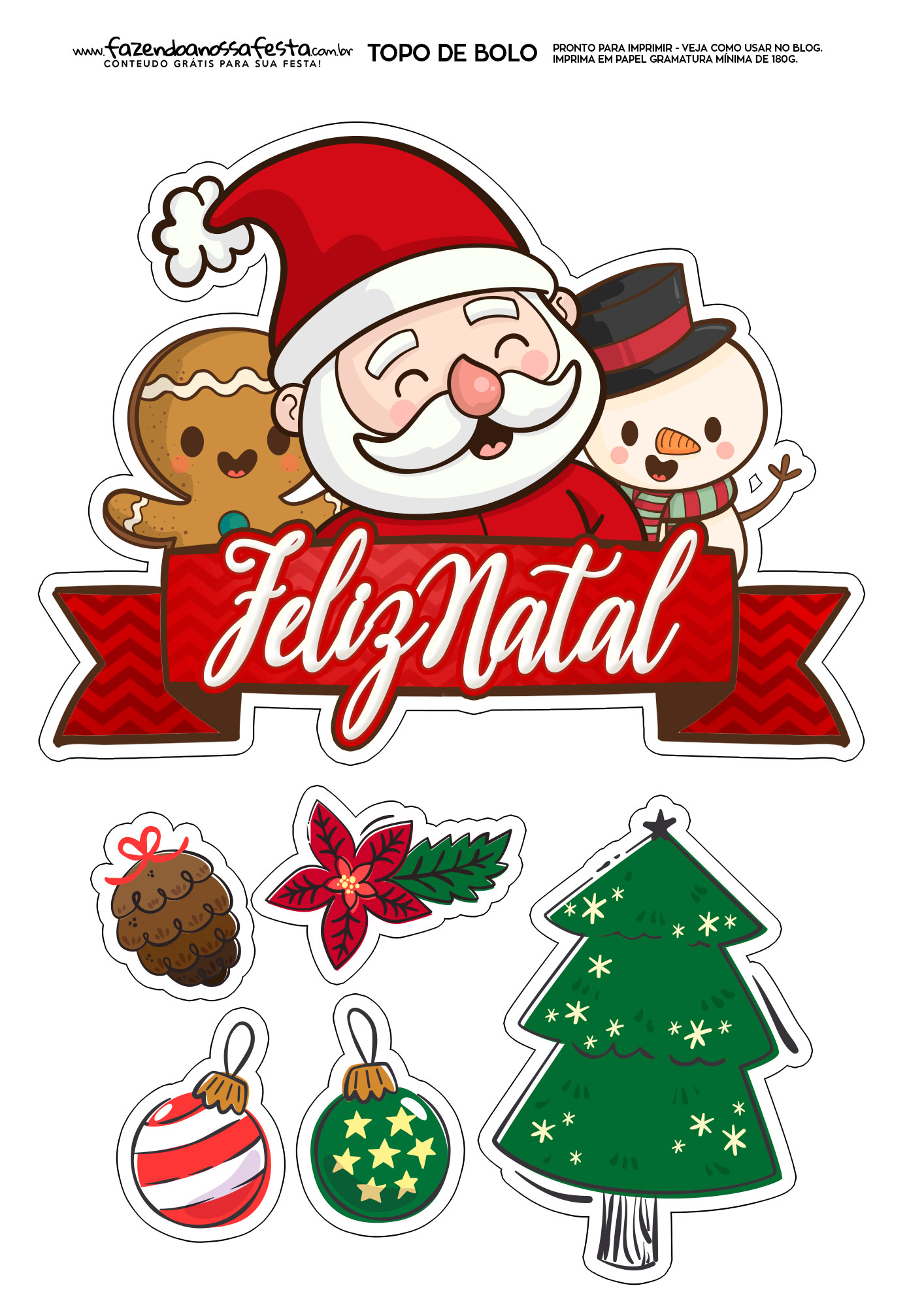 topper bolo natal acrílico