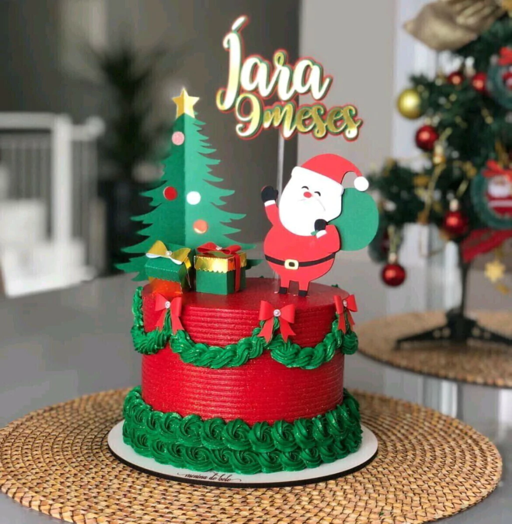topo de bolo natal dourado