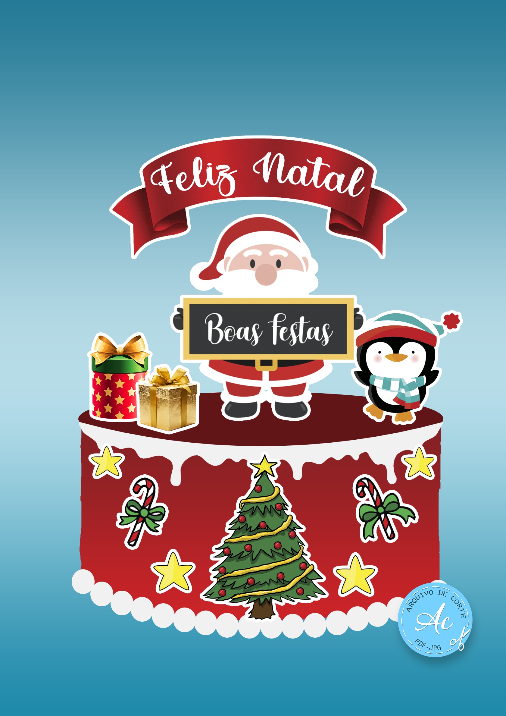 topo de bolo feliz natal