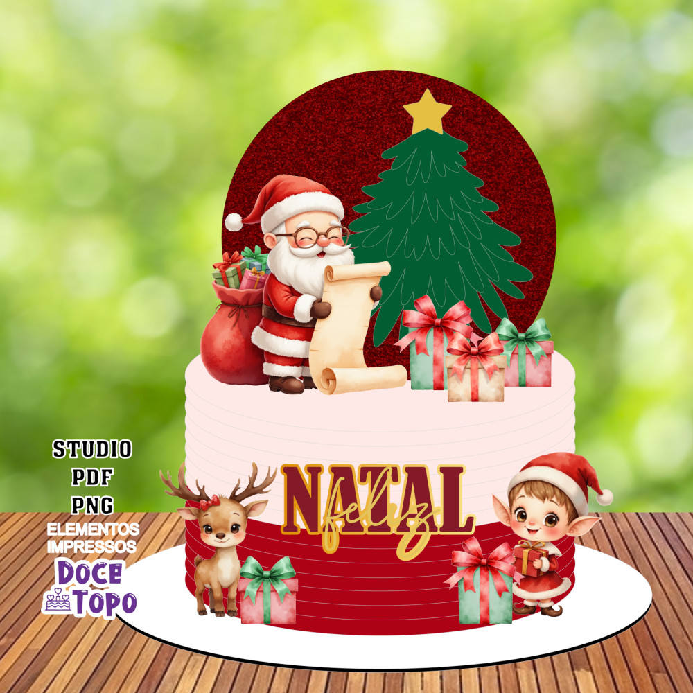 topo de bolo papai noel