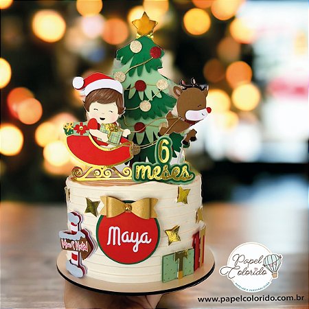 topo de bolo natal infantil