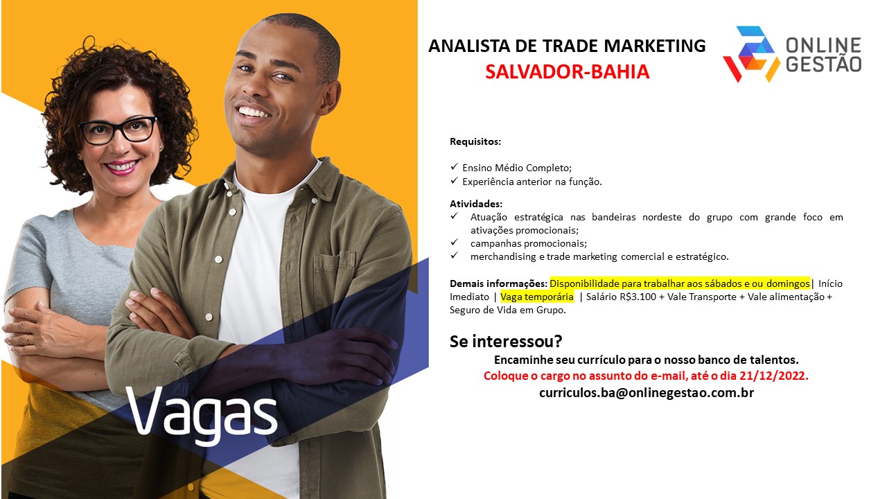 vagas gerente trade marketing