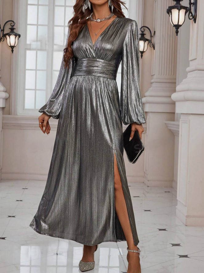 vestido de festa cinza chumbo