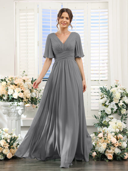 vestido de festa cinza com paetês