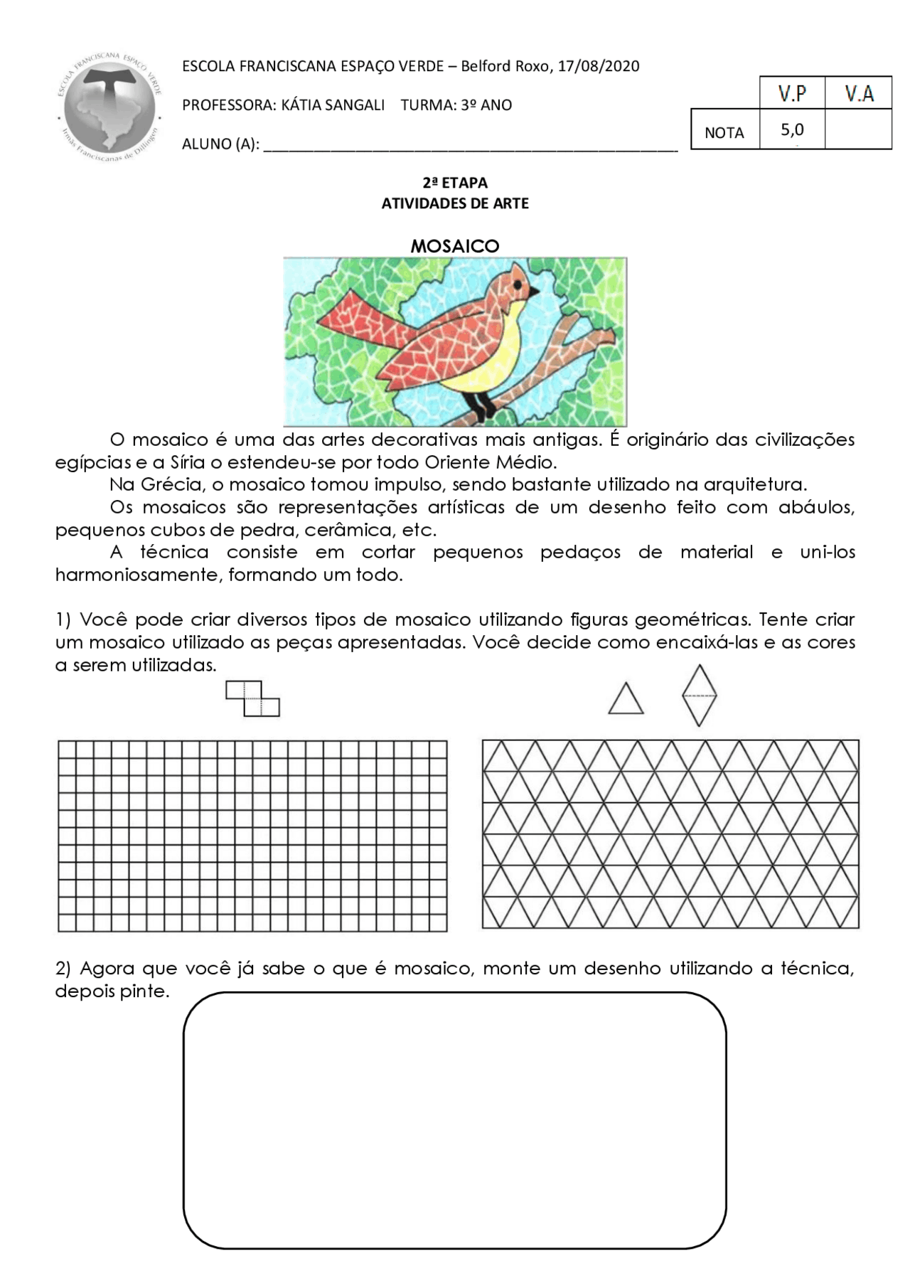 atividades de artes visuais 3 ano pdf