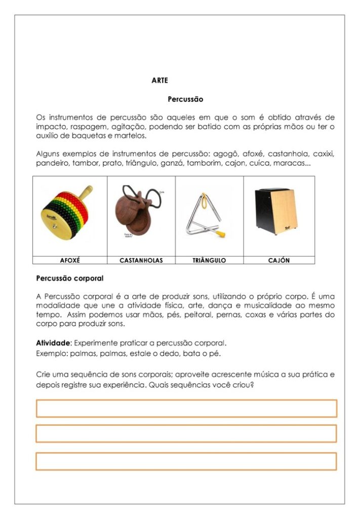 exercícios de artes 3 ano pdf grátis