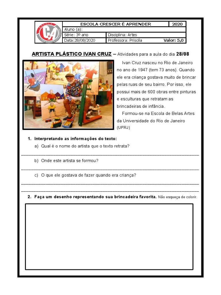 atividades de cores 3 ano artes pdf