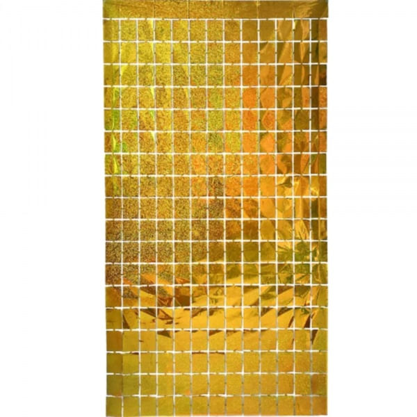cortina metalizada prata quadrada