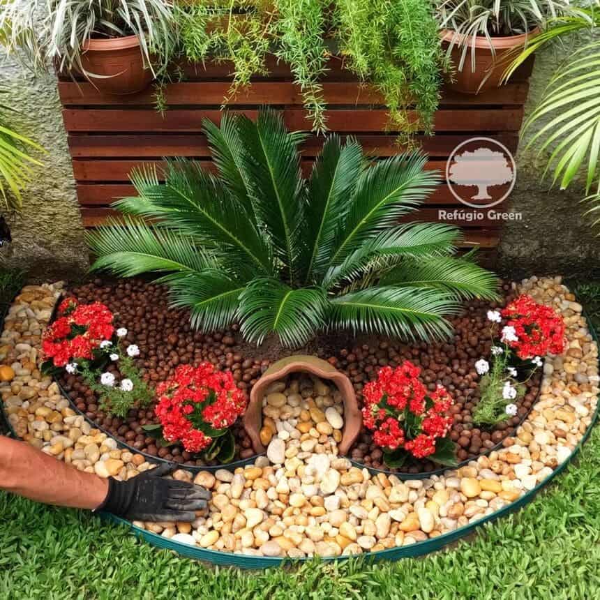 como fazer jardim de pedra