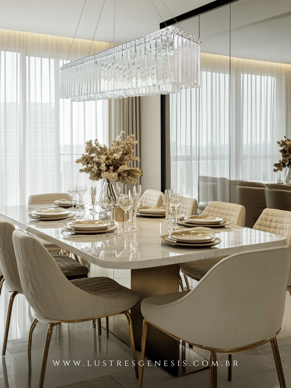lustre para mesa retangular