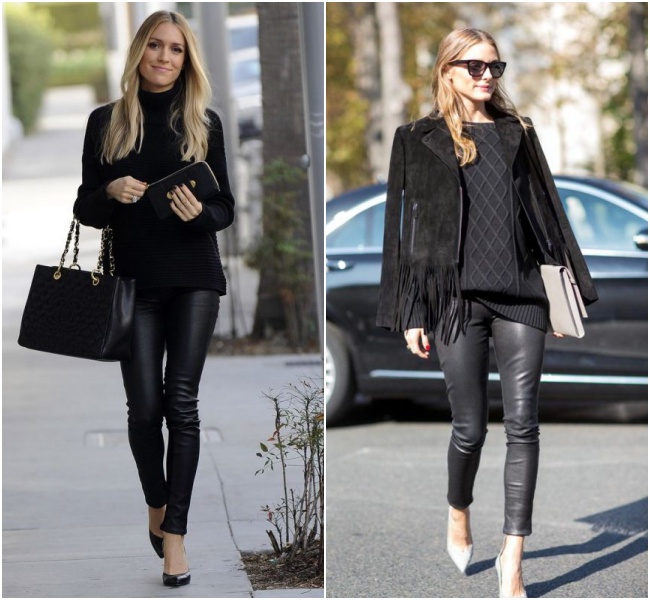 calça de couro caramelo looks
