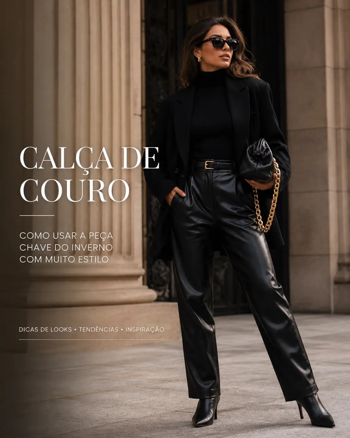 calça de couro preta combina com o quê